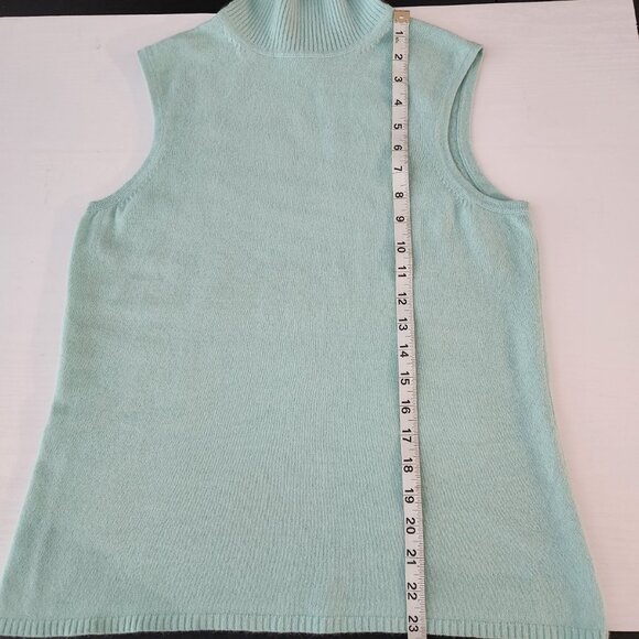 Women's Chadwick's Cyan Cashmere Sleeveless Turtleneck Size Large - Picture 7 of 11